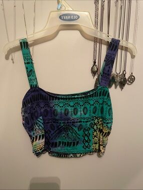 Element Teal & Purple Aztec Hippie Crop Top